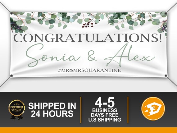 Engagement Banner, Congratulations Banner, Wedding Greenery Banner, Greenery Backdrop Congratulations, Backdrop Outdoor, Wedding Shower Il_570xn