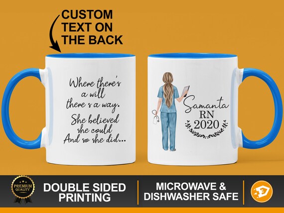 Personalized Nurse Graduation Mug 11oz, Custom Colored Handle Mug, Future New Nurse, Nursing School Accent Mug, Grad Gift, Class of 2021 Il_570xn
