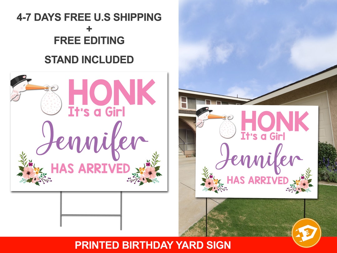 Baby Arrival Yard Sign, New Baby Lawn Sign, It's A Girl Sign Lawn Sign