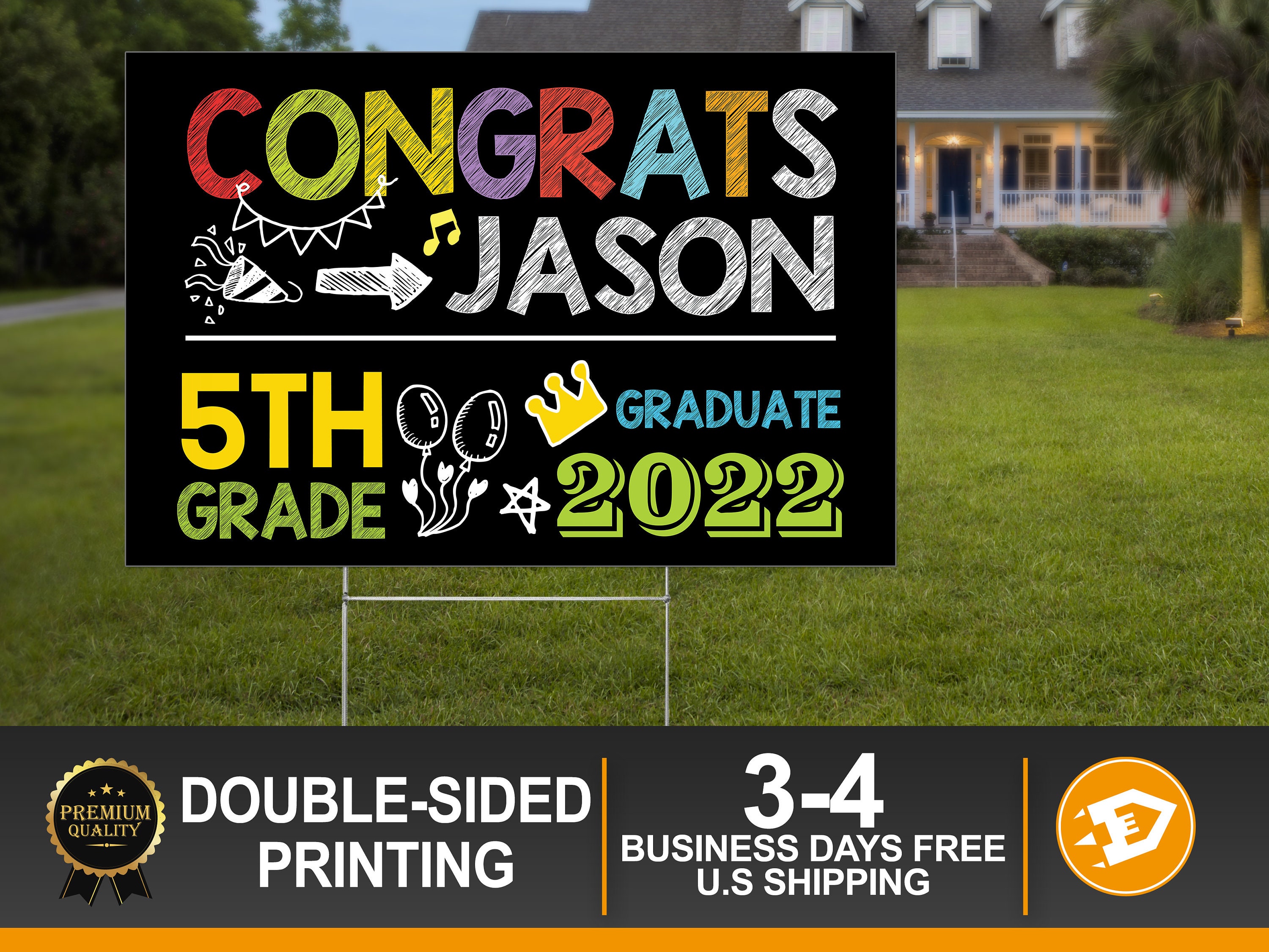 5th Grade Graduate Lawn Sign Class of 2022 Yard Sign Including Etsy