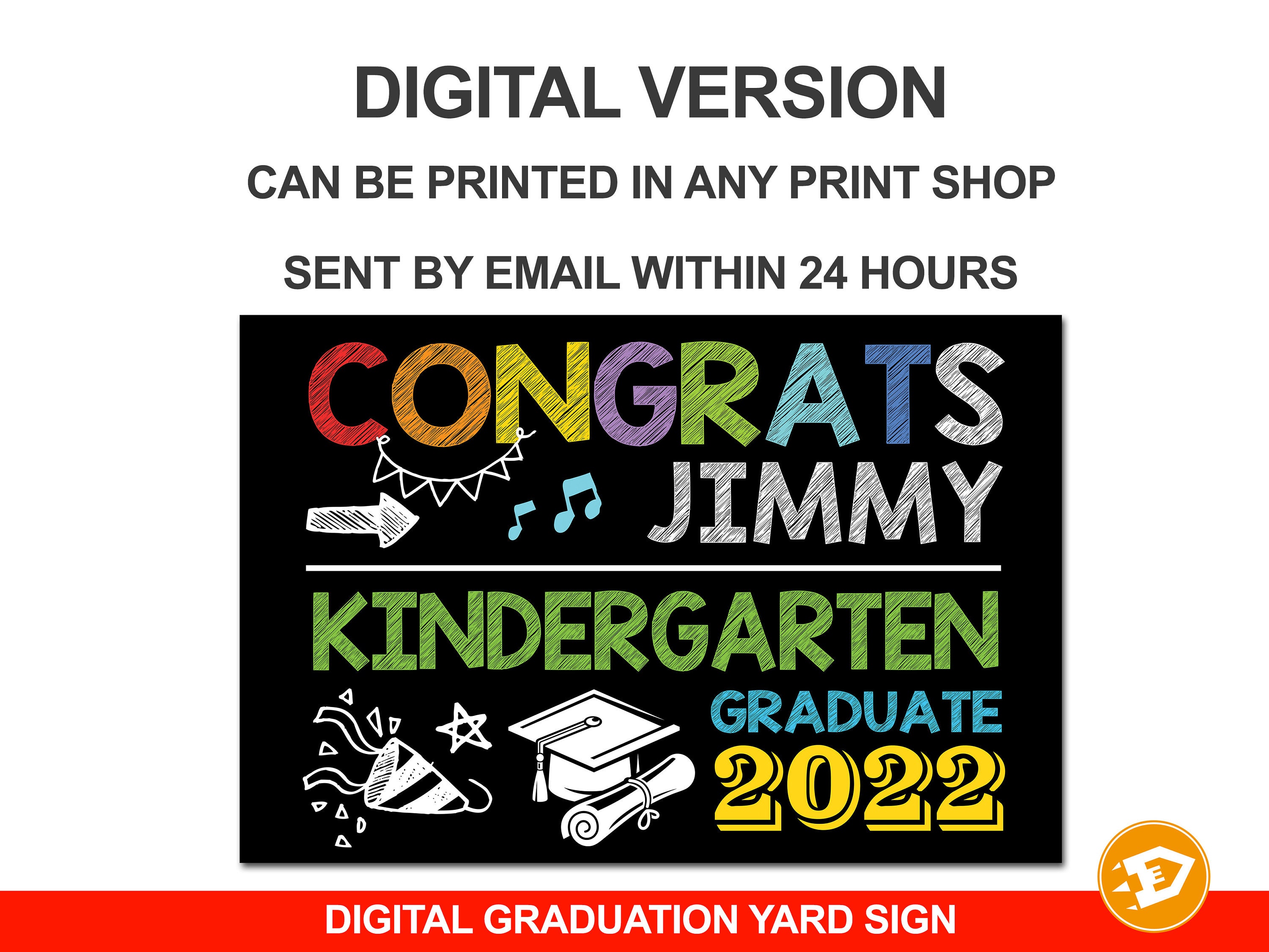 Graduation Digital Sign Kindergarten Graduation Yard Sign Boy Class of 2021 Elementary ...