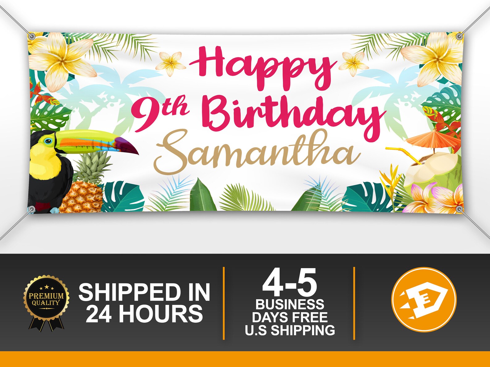 Luau Birthday Banner Happy Birthday Girl Party Banner Custom - Etsy