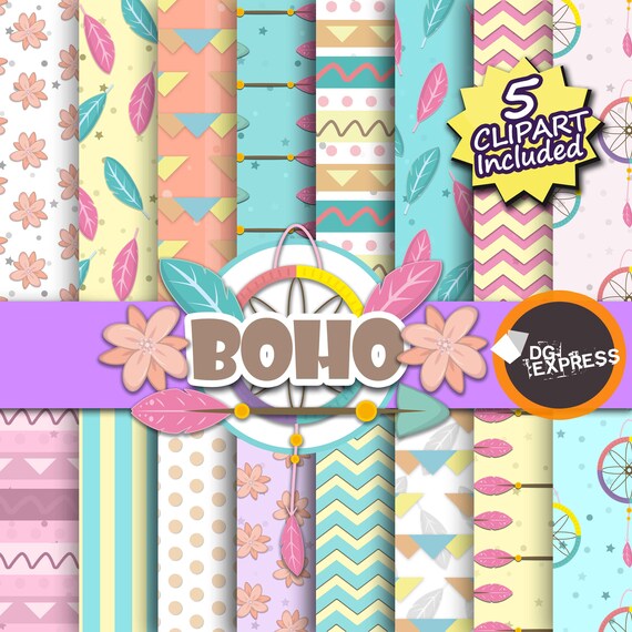 Boho Digital Paper : "Boho Digital Paper"- Boho Invitation, Boho Birthday Invitation, Boho papers Il_570xn