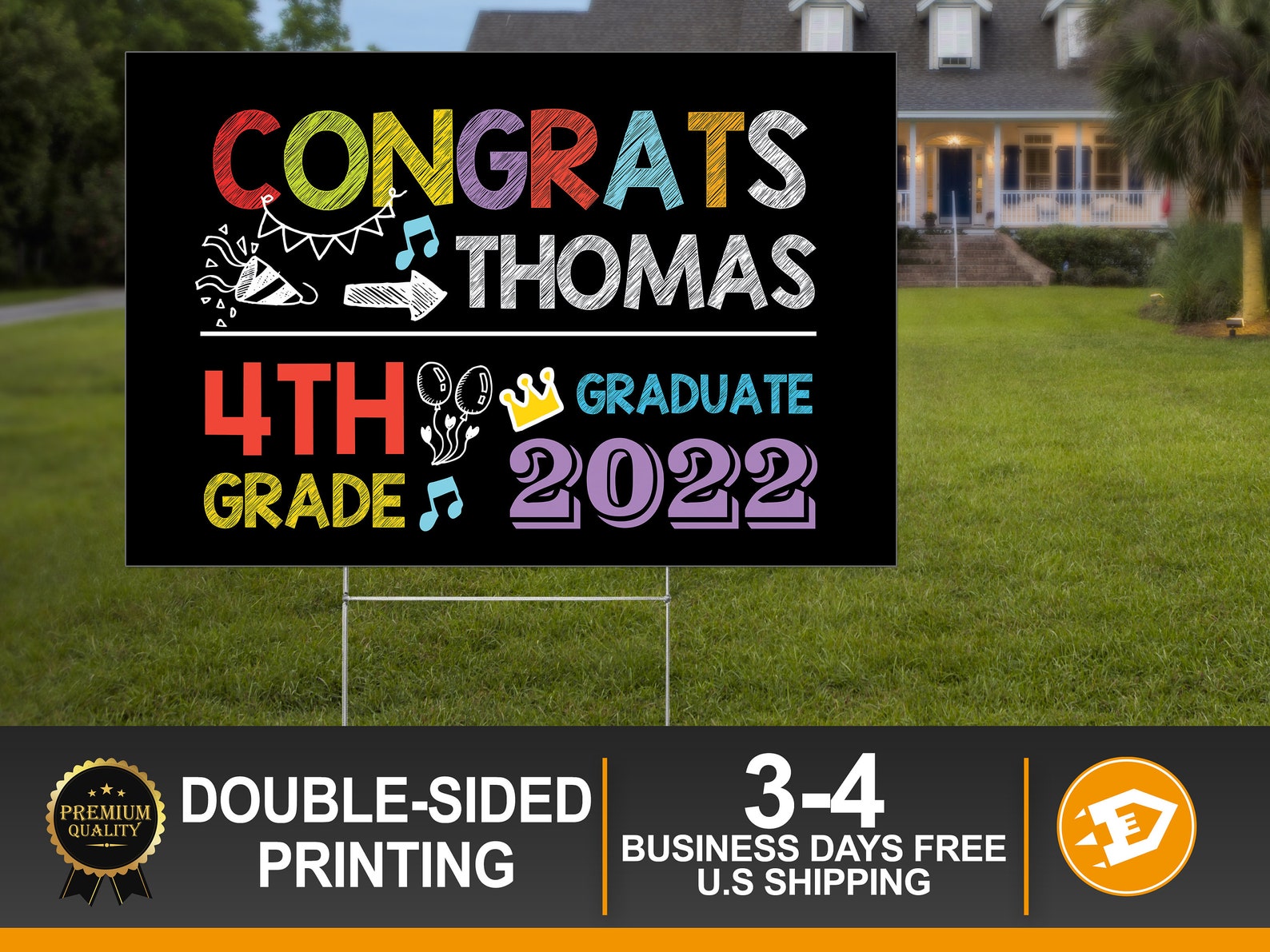 4th Grade Graduation Yard Sign Class of 2022 Yard Sign Etsy