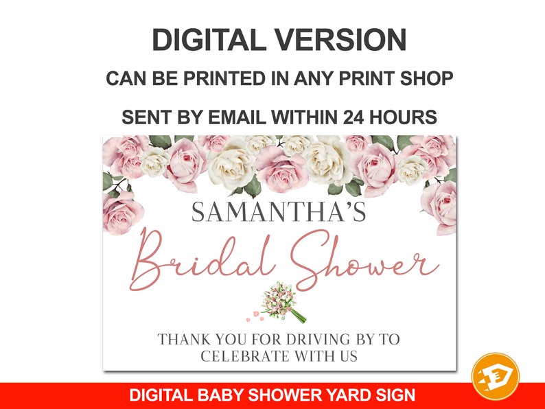 Drive by Bridal Shower Yard Sign Including Stakes Bride Etsy