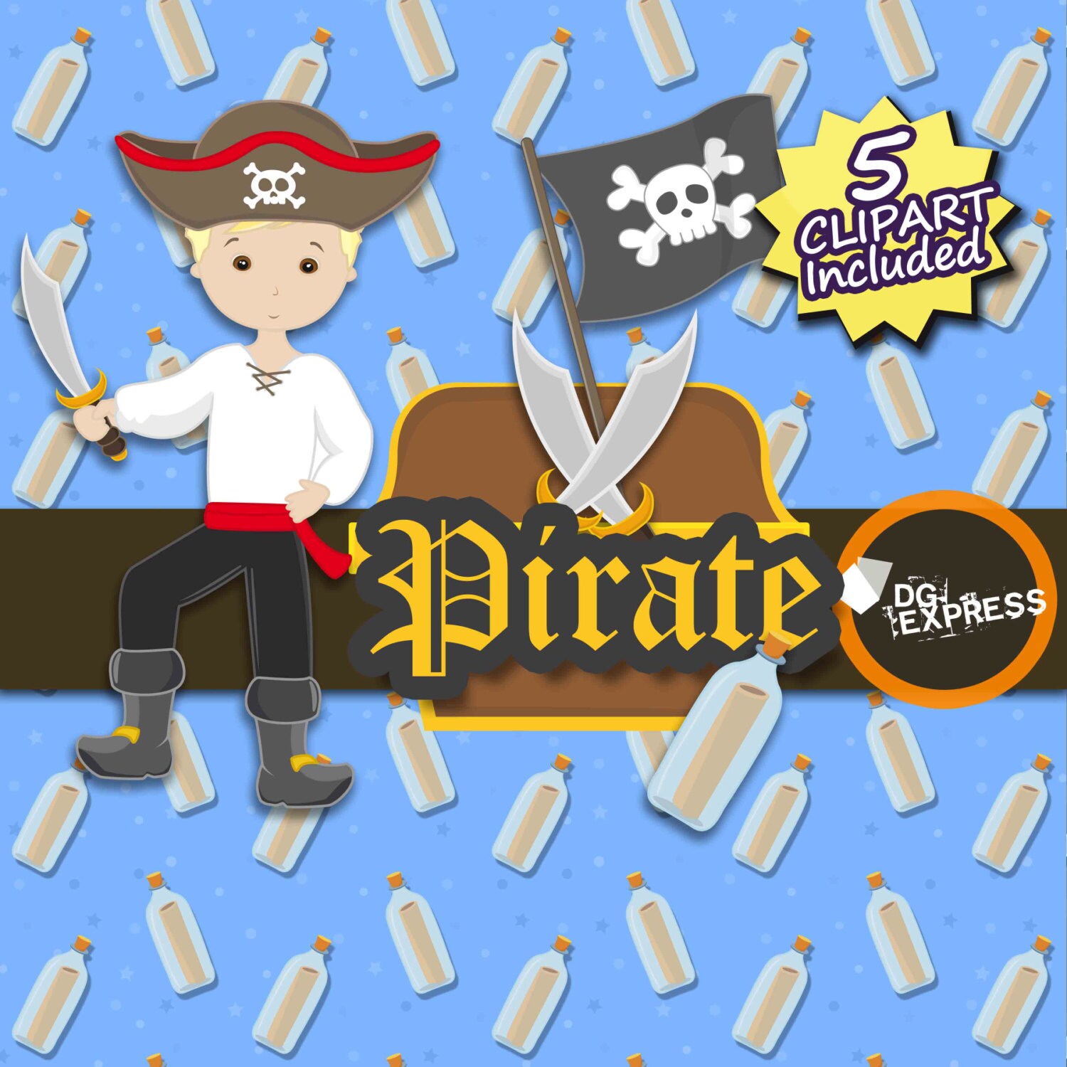 SALE Pirate Digital Paper Clipart pirate Etsy