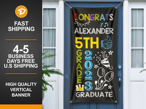 5th Grade Graduation Door Banner, 5th Grade graduation Party Banner, Vertical Kid Banner, 5th Grade Graduation 2023 - Indoor Outdoor Il_570xn