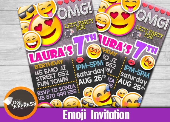 Pelicula Personalizado Fiesta Cumpleanos Invita A Emoji Invitaciones Sobres X12 Inc