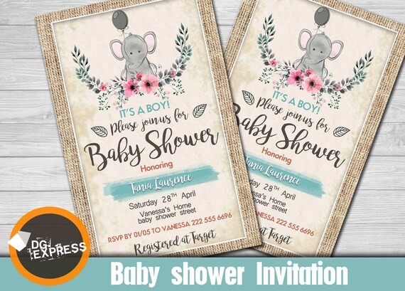 elephant baby shower invitations target
