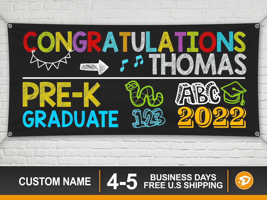 Pre-k Graduation Banner, Pre-k Graduation Party Banner, Custom Kid