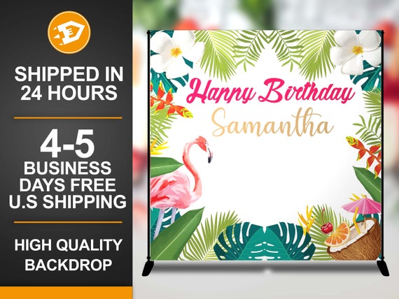 Flamingo Birthday Backdrop - Summer Birthday Banner Back Drop Cake Dessert Table Background, Indoor/Outdoor Tropical Birthday Decoration Il_570xn