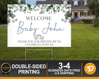 Welcome Home Yard Sign including Stakes -  Birth Announcement Lawn Sign - Digital/Printed Gender Reveal Drive Thru Outdoor Sign