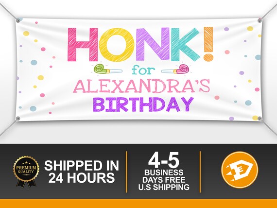 Honk Birthday Banner, Happy Birthday Girl Party Banner, Custom 15th, 16th Teen, Birthday Decoration - Personalized Indoor Outdoor Il_570xn