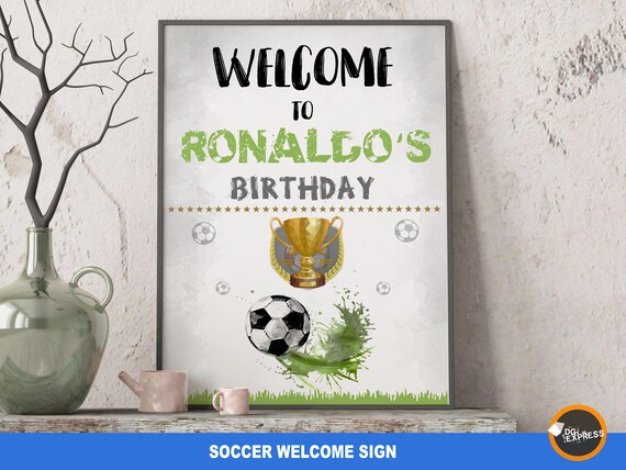 Soccer Party Birthday Welcome Sign "SOCCER PARTY PRINTABLE Birthday Sign" - Football Digital Chalkboard Soccer Birthday Party Board, Il_570xn