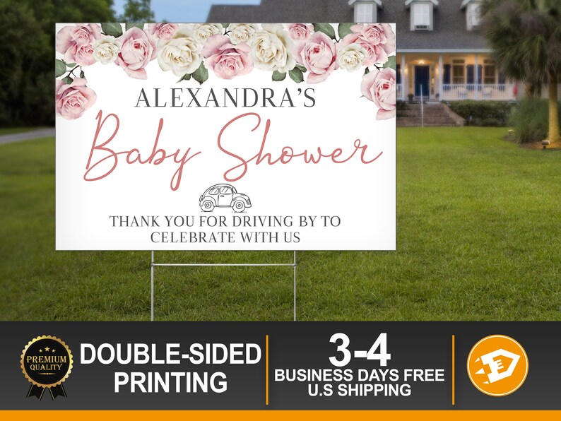 Drive by Baby Shower Yard Sign Including Stakes Birth Etsy