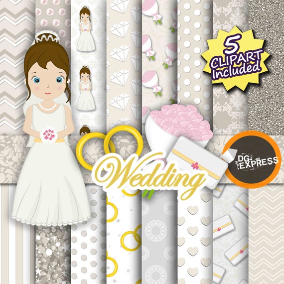 Wedding Clipart + Digital Paper : "Bride Digital Paper" - Wedding ...