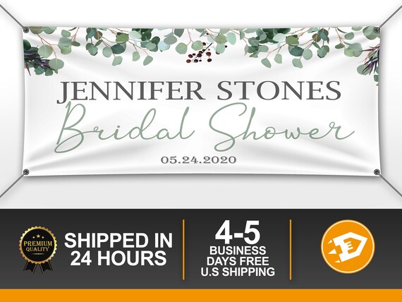 Bridal Shower Banner, Wedding Banner, Greenery Congratulations Vinyl, Bridal Shower Backdrop Outdoor Il_570xn