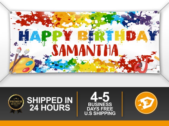 Art Party Birthday Banner, Painting Backdrop Birthday Decoration, Colorful Messy Paint Banner for Kids Toddlers, Personalized Outdoor Il_570xn