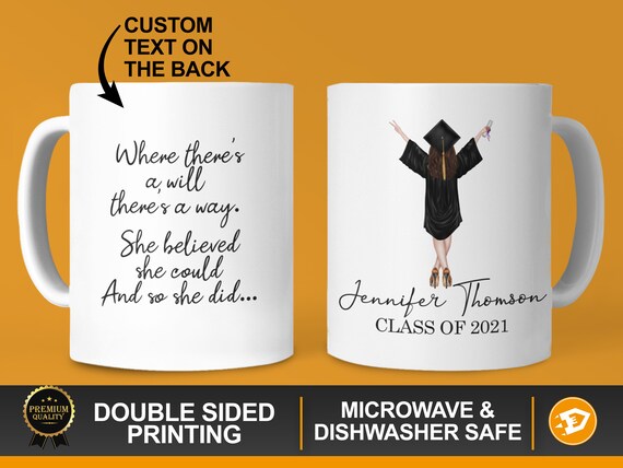 Personalized Graduation Mug 11oz - Girl, Custom College University Senior Graduation Girl Portrait, Grad, Custom Coffee Mug, Graduation Gift Il_570xn
