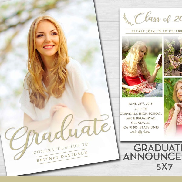 Senior Graduation Announcement Template for Photographers - "GRADUATION Invitation Template"  High School Party Invite Instant Download PSD