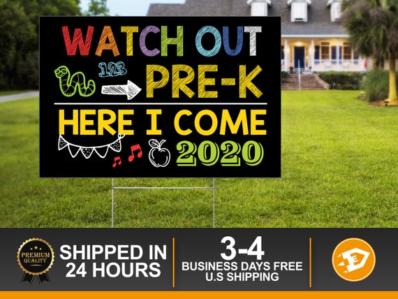 Pre-k 2020 School Yard Sign, First Day of School Lawn Sign, Back to School Photo Prop Outdoor Sign, Pre-k Keepsake Gift, Digital/Printed Il_570xn