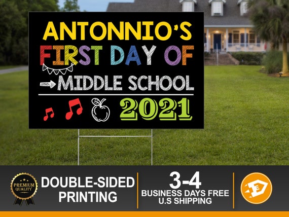 First Day of Middle School 2020 Yard Sign, First Day of School Lawn Sign, Back to School, Middle School Keepsake Gift, Digital/Printed Il_570xn