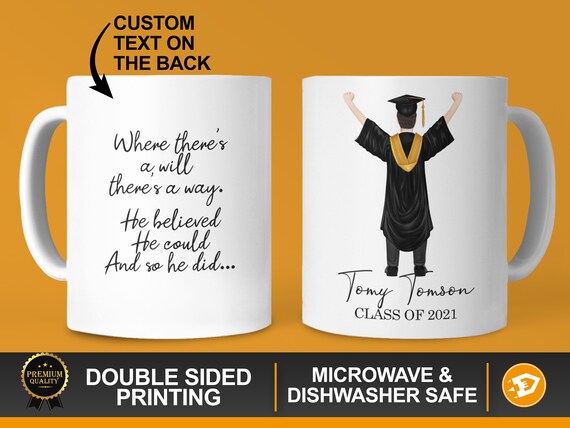 Personalized Graduation Mug 11oz - Boy, Custom College University Senior Graduation Man Portrait, Grad, Custom Coffee Mug, Graduation Gift Il_570xn