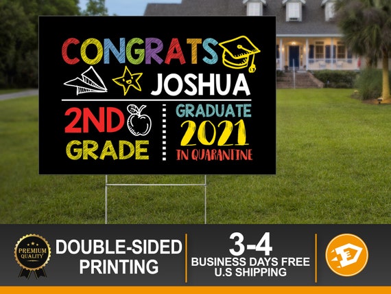 2nd Graduation Yard Sign Class of 2021 Yard Sign including Stakes - 2nd Graduation Yard Sign for Kids - Digital/Printed Il_570xn