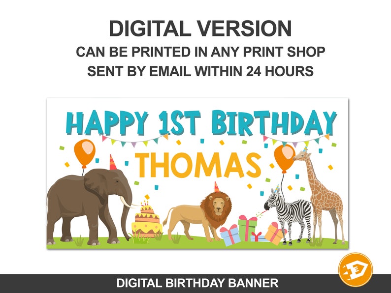 Party Animals Banner Happy Birthday Zoo Animals Banner 2nd | Etsy