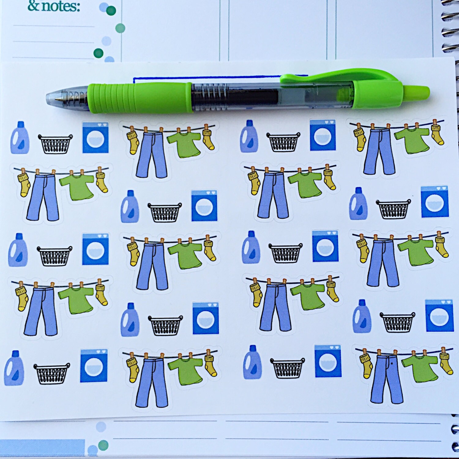 40 Assorted Laundry Planner Stickers Laundry Day Reminder Etsy