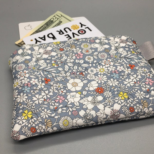 Liberty of London floral zipper coin purse, gift for flower lovers, credit, business card holder, gift card holder