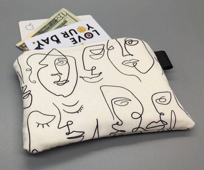 Art Gallery fabric credit business card case gift card holder gift for her Multi face zipper coin purse fabric pouch