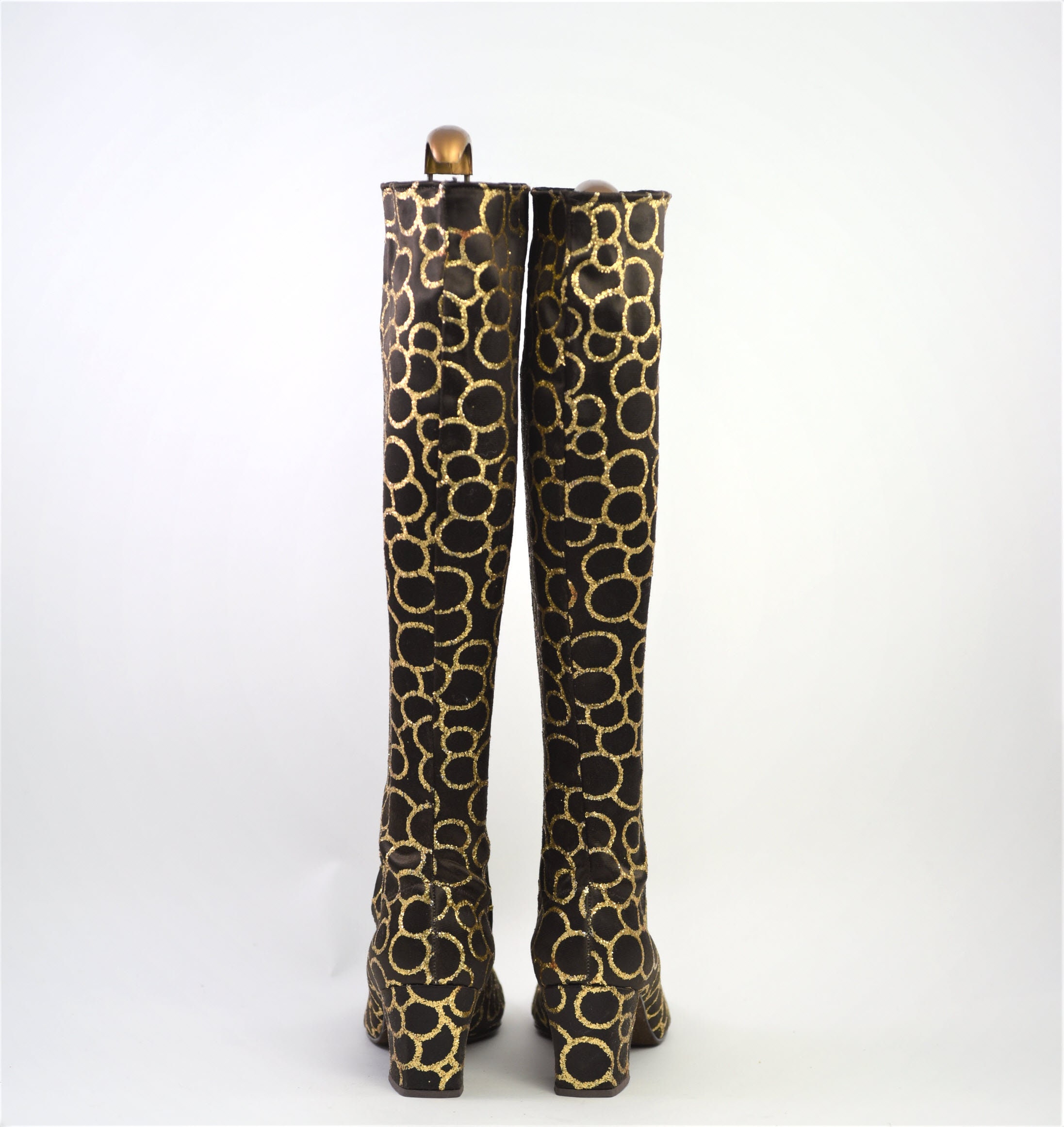 Glitter GoGo Boots 1960s 1970s Golo Brand Mod Size Etsy