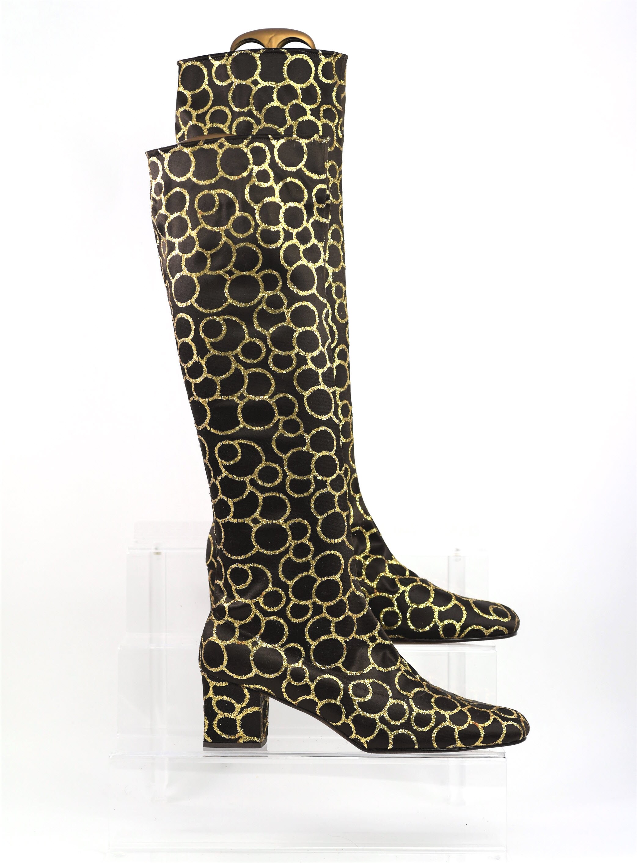 Glitter GoGo Boots 1960s 1970s Golo Brand Mod Size Etsy
