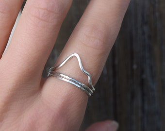 Mountain Ring Set, Minimalist Silver Rings, Nature Inspired, Stacking Rings, Gift for Her, Mountain Jewelry