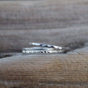 Silver Stacking Rings, Hammered, Textured, Minimalist Stackable Rings, Sterling Bands, Simple Jewelry, Gift for Her