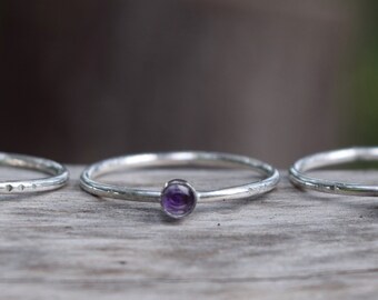 Stacking Rings, Gemstone, Sterling Silver, Gold Filled, Minimalist, Stackable, Dainty