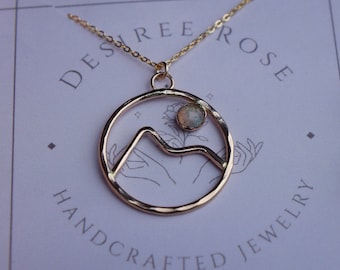 Mountain Necklace, Gemstone, Moon over Mountains, Nature Inspired, Labradorite, Choose Your Stone, Gift for Her