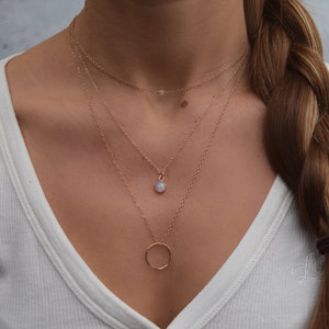 Rose Gold Necklace Set, Moonstone Necklace, Layering Necklaces, Rose Gold Filled, Dainty Necklaces, Gift for Her,