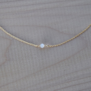 Mini Moonstone Necklace, Minimalist, Dainty, Gold, Gift for Her, Simple Jewelry, Gemstone