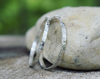 Engraved Hoop Earrings, Hand Stamped, Gold Filled, Sterling Silver, Minimalist Hoops, Dainty, Gift for Her