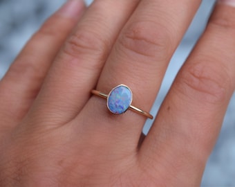 Australian Opal Ring, Gold Filled, Unique Design, Gift for Her, Womens Jewlery, Dainty Rings, Handmade