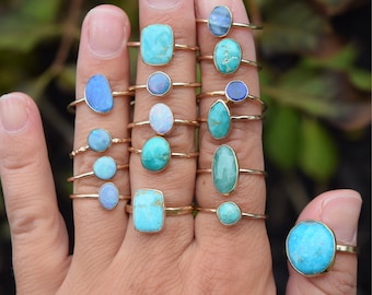 Dainty Rings, Gold Filled, Gemstone Rings, Turquoise, Opal, Emerald, Unique Design, Gift for Her, Womens Ring, Handmade