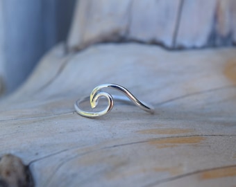 Ocean Wave Ring, Ocean Inspired, Silver Wave, Beach Jewelry, Minimalist Silver Rings, Gift for Her