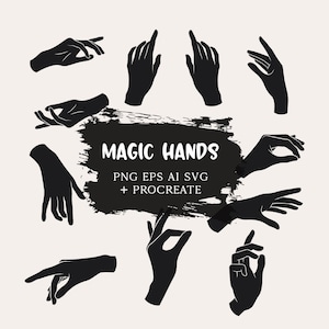 Handen ClipArts Handen SVG Magische Handen Procreate Stamps Witch Hands Digitale Elementen Esoterische Handen PNG Psychic Procreate Stamps Witch Digital