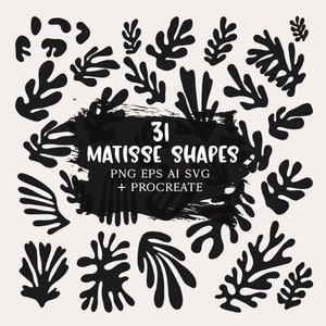 Cliparts inspirés de Matisse SVG Tampons Matisse Procreate Éléments graphiques Matisse Formes Matisse Esthétique abstraite Pinceaux Matisse Procreate