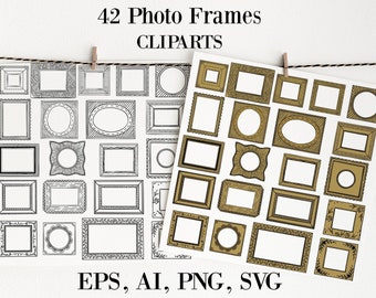 Journal Frames Boxes Photo Frames Cliparts Planner Stickers Doodles Filofax Planner Clip Art Printables Digital Download Picture Frames