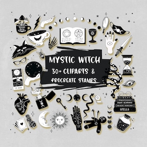 Esoteric Digital Elements  Witchcraft ClipArts Esoteric Procreate Stamps Magic Digital Elements Sorcery Occult Clip Arts Bullet Journal
