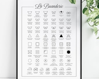 French Laundry Guide Affiche Buanderie Guide de Lavage Symboles de Lavage en Français French Laundry Guide Symbols Salle de Lavage Laundry