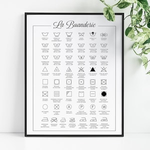Französischer Wäscheführer Affiche Buanderie Guide de Lavage Symbole de Lavage en Français Französischer Wäscheführer Symbole Salle de Lavage Wäscherei